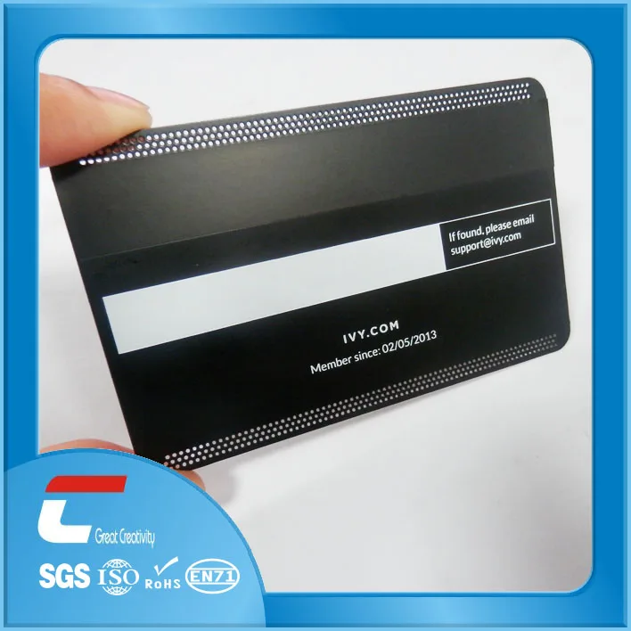 matte stainless steel card with magnetic stripe and signature