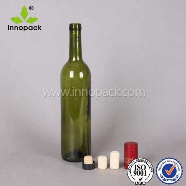 brown green paunchy round 750 ml empty glass bottle for sale