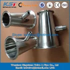 SS304 3A sanitary tri clamp pipe reducers 4x2 inch with centered 3/4 female npt tread fitting