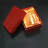 Custom Small Red Square PU Leather Satin Foam Packaging Wooden Box