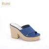 2017 sexy women blue jute high heel sandals shoes for girls