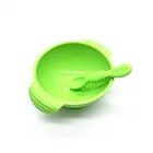 BHD Wholesale New Arrival BPA free Food Grade Silicone Baby Suction Bowl and Spoon Set