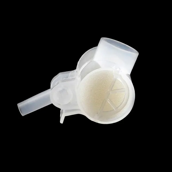 Disposable medical tracheostomy patient tracheal hme filter with oxygen tube connector and