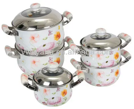 Emaille Kochtopf Set. emaille kochtopf set 7 teilig t pfe