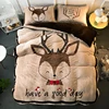 Winter Thicken Flannel Custom Printed Satin Cute Deer Design Quilt Comforter Set , Linen Duvet Cover