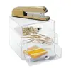 Space saving custom transparent acrylic office drawer organizer plastic desktop accessories storage box