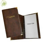 Hot sale high quality real leather menu book, flip menu holder, genuine leather menu cover