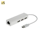 3 Ports High Speed Data Transfer Adapter USB 3.1 HUB Type C To Ethernet LAN RJ45 Cable Network Card For Macbook
