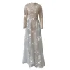 ZH1439X Sparkling Powder Evening Dress Overskirt Long Sleeve Prom Dress Elegant Detachable Skirt Special Occasion Dresses