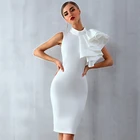 High Quality Summer Sleeveless Sexy Women Party Wear Fashion White Bandage Midi Dress