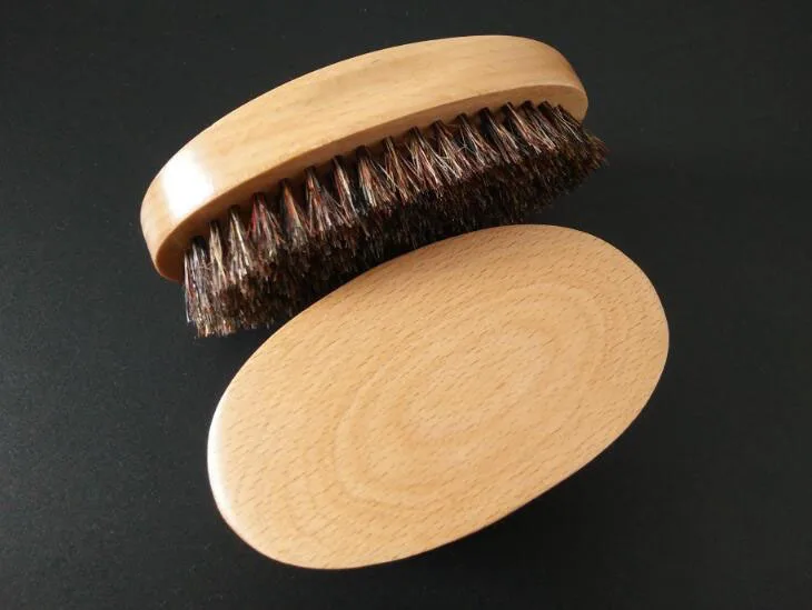Foreign trade explosion, Boar Bristle brush, oval beech brush, male special beard brush, can engrave logo