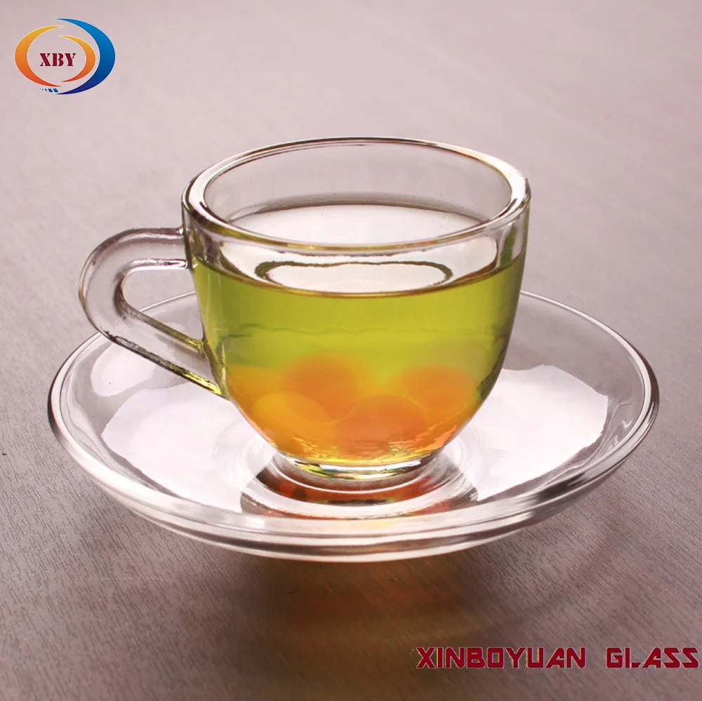 glass tea cup and  saucer set middle east style water drinking
