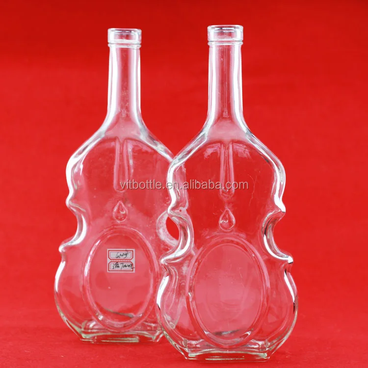 Bulk Guitar Shaped Glass Bottle Custom Glass Liquor Bottle Fancy