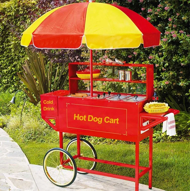 Bike Towing Commercial Hot Dog Mobile Food Vending Cart With Electric