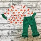 Hot Sale Halloween Pumpkin Girl Kids Clothes Pants Set Wholesale Children's Boutique Clothing
