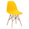 High quality cheap modern leisure yellow color outdoor fast food restaurant wooden legs plastic dining chair without arm