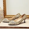 Wholesale OEM Pretty Crystal Sexy Rhinestone Sliver Bridal Low Heel Women Wedding Shoes