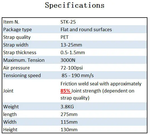 STEK 29年气动手持式便携式托盘手动捆扎机，用于宠物塑料带