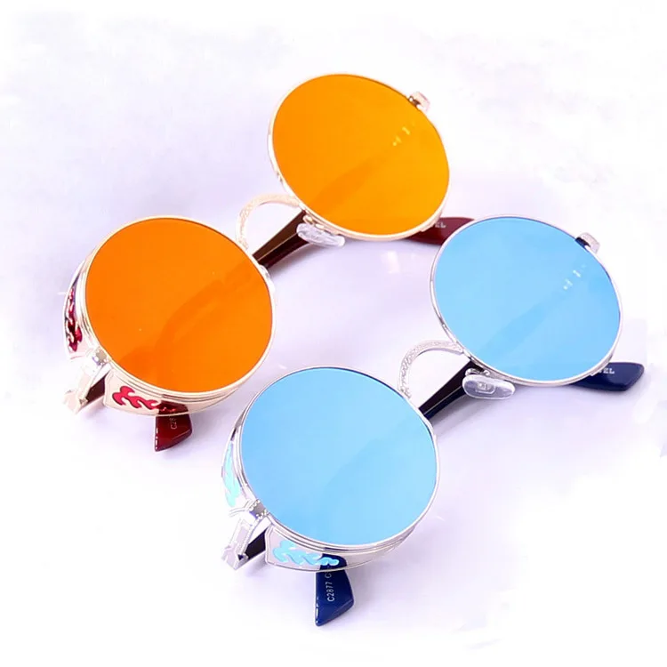 High quality steampunk sunglasses New 2015 vintage round frame sunglasses Alloy frame multi color brand women men sunglasses