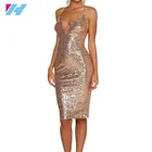 wholesale women fashion design latest rose gold sequin evening dress