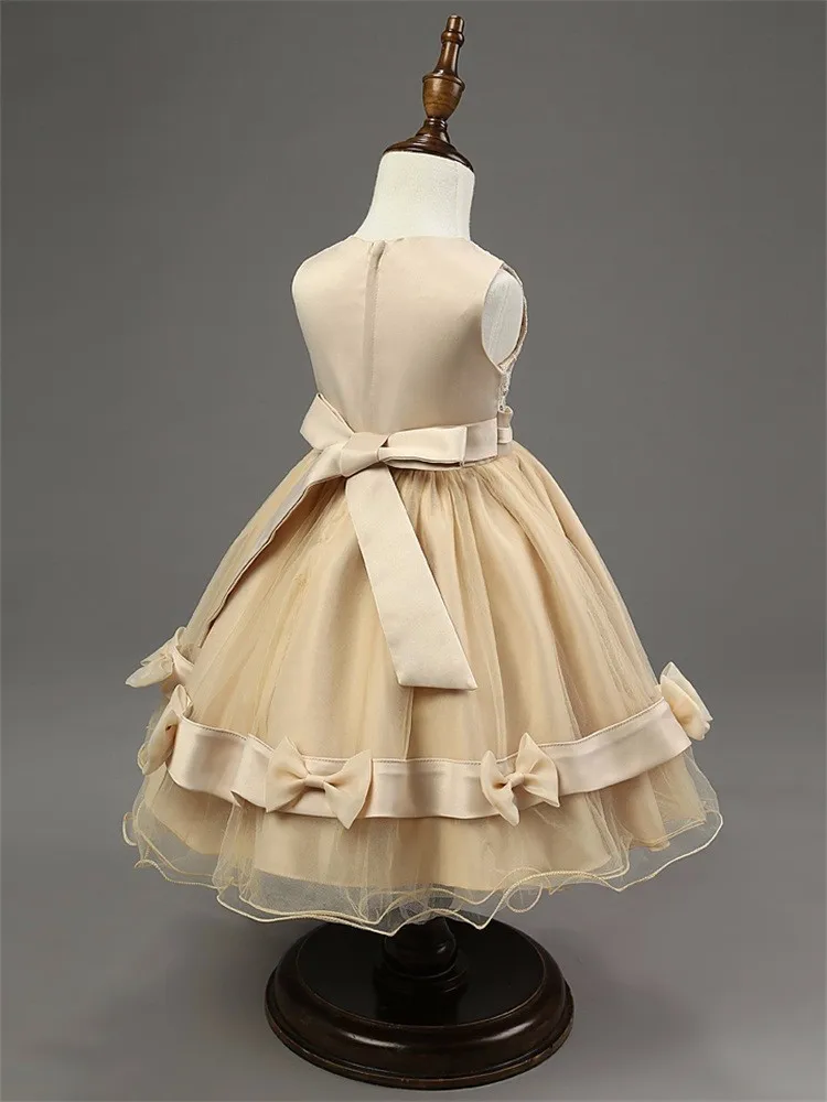 Retro Style Girls Party Wear Dress Kids 2015 New Designer Flower Bowknot Party Formal Ceremonies Dresses For Girls Free Shipping