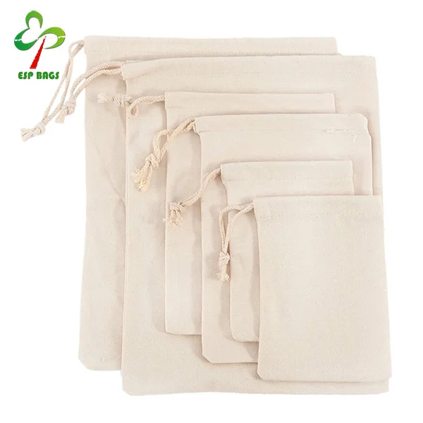 cotton muslin natural color promotion gift bag, reusable durable