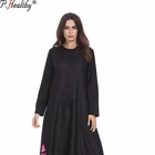 2019 Abaya fashion women long sleeve maxi dress printed loose muslim dress abaya