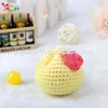 Yellow Chicken Egg With Flower Weaving Doll Mini Crochet Unisex Decorative