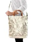2018 Custom ladies Hand Tote bags kraft paper shopping bag handbags metallic washable paper bags wholesale