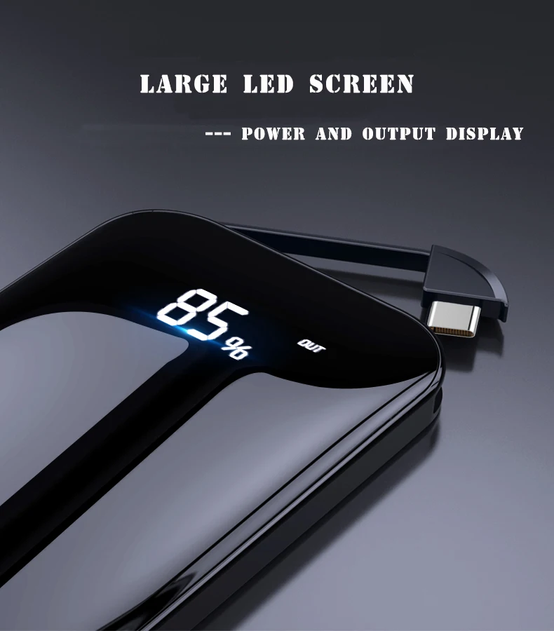 Built-in 2 cables wireless power bank quick charger mobile phone fast charging portable powerbank - ANKUX.COM