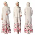 Muslim Flower Print Maxi Dress Arab Islamic Long Sleeve Fashion Jubah And Abaya 2016