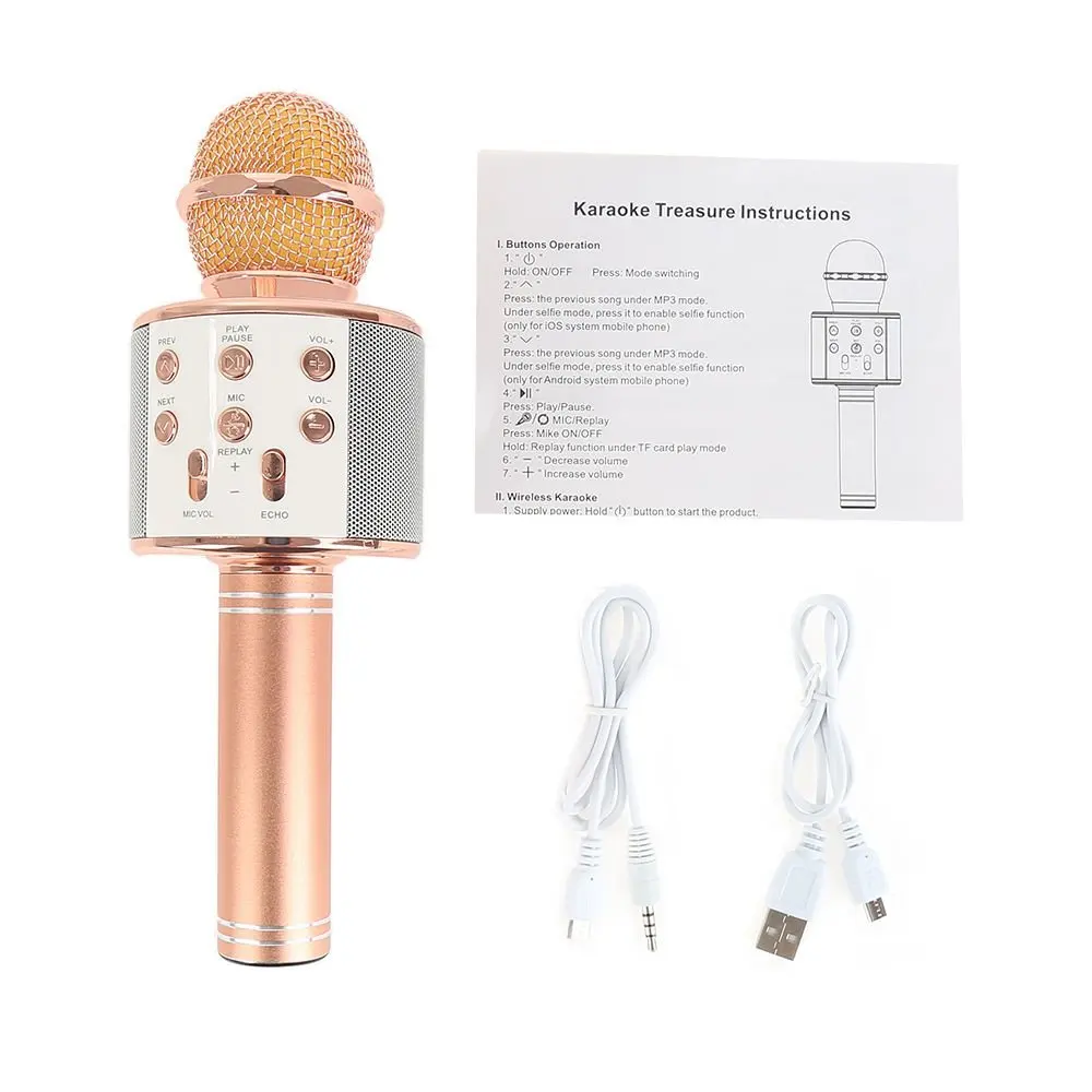 E103 ws 858 wireless bt karaoke mic microphone karaoke machine music microphone professional wireless microphone & hifi speaker - ANKUX.COM