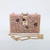 2019 Hotting selling Solid Color Acrylic Evening Bag Clutch With Flowers For Women