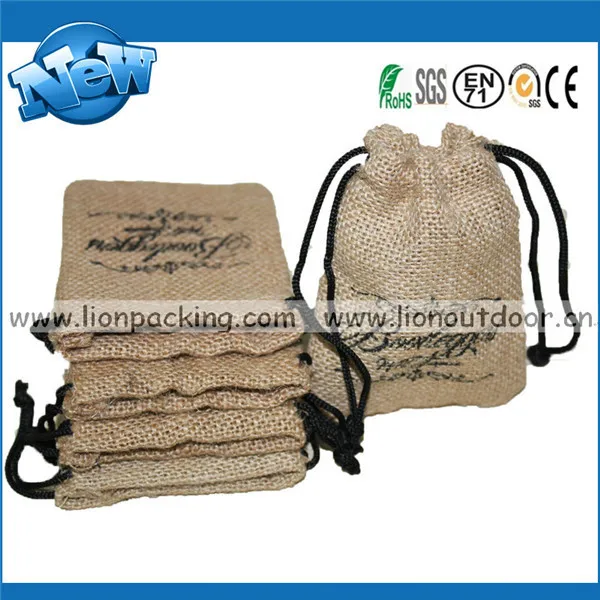 high quality packing jewellery gift burlap jute drawstring bag