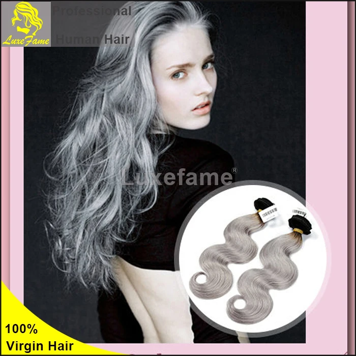 grey color body wave gray hair weave,gray remy hair extensions