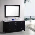 New design double basins solid wood country style bathroom cabinet