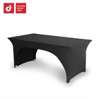 China Supplies Stronger Durable Black Rectangular Spandex Cotton Table Cover With Logo For Wedding Party Dining