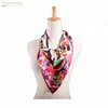 Chinese Women Solid Color Square Silk Butterfly Orange Scarf