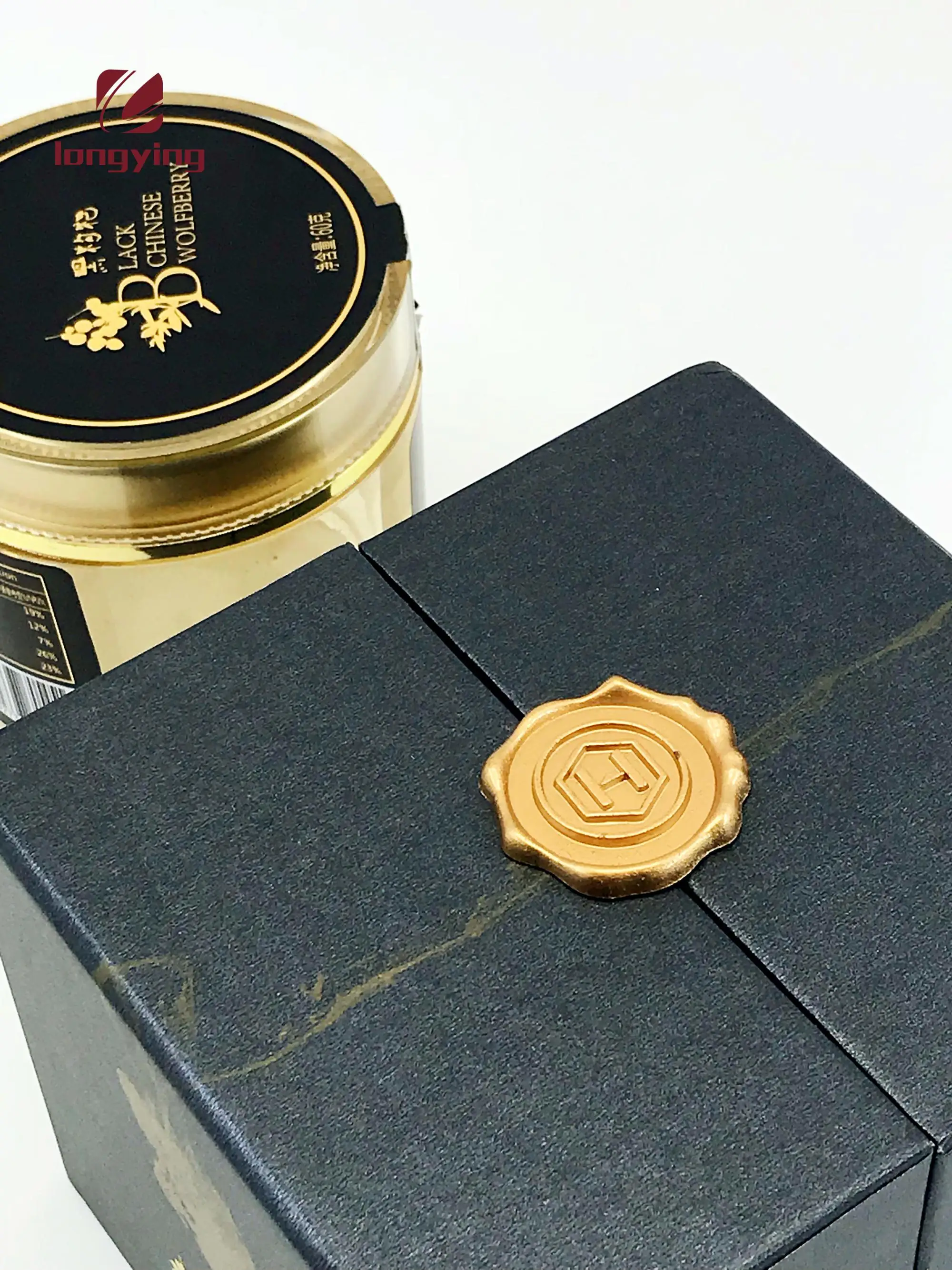 custom luxury matte black cardboard gift box with gold stamping