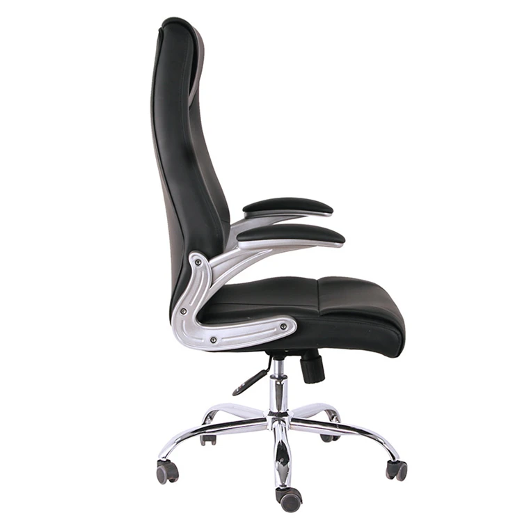 Black soft Pu leather swivel executive office desk chair with armrest
