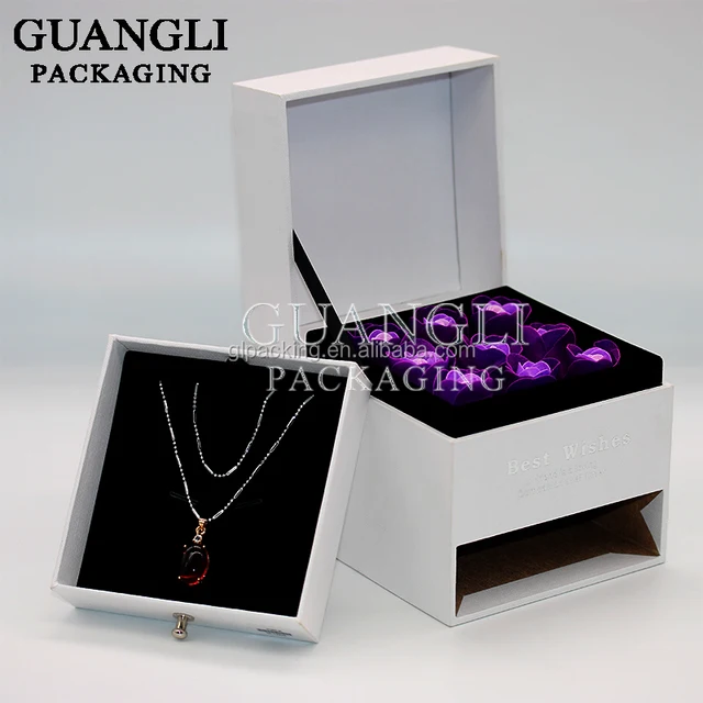 hot sale romantic rose flowers paper drawer gift packaging