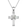 INFANTA JEWELRY 2018 Hot Fashion Crystal Blue Opal Cross Necklace Men Christian Charm 925 Sterling Silver Necklace 2018