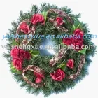 New Fashion Home Artificial PVC Christmas Wreath, Christmas Garland With Silk Flower