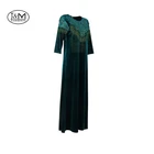 JM-27G dark green KS korea velvet fabric Muslim clothing Dubai casual women Abaya Maxi Muslim lady Dress