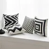 Decorative Black Wave Outdoor Pillow Cover Geometric Style Durable Cotton Linen Burlap Square Throw Cushion Cover Cushion Case