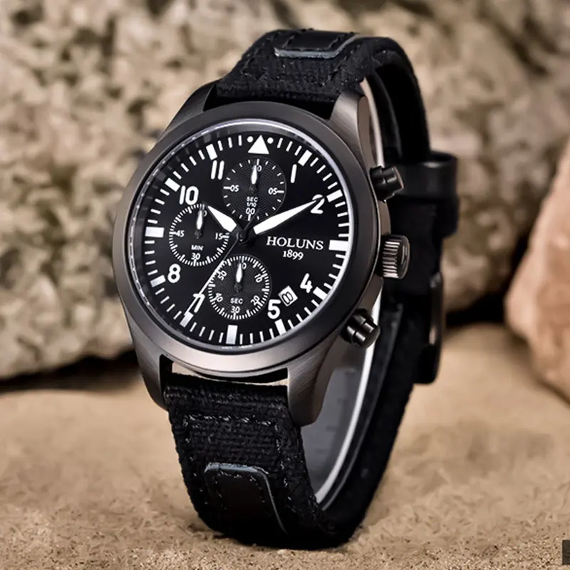 HOLUNS Mens Watch Top Brand Luxury Chronograph Luminous Sports Clock Male Canvas Wristband Quartz Wrist Watch Relogio Masculino 2017 2018 Gifts for Men Dad (36)