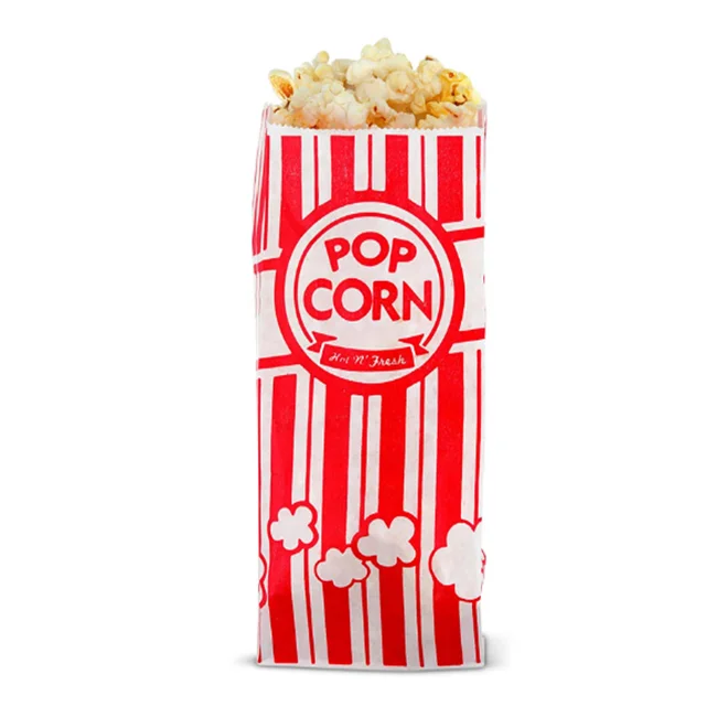 流行可生物降解的红色白色 popcorn 花纸包装袋