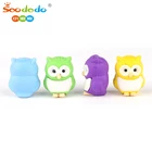 Promotional kawaii stationery school supplies gift for kids OEM owl Cute animal shape Pencil 3D Rubber eraser