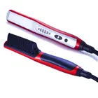 three colours led electric fast ceramic hair straightener heating with flat iron brush hair straightener brush fast
