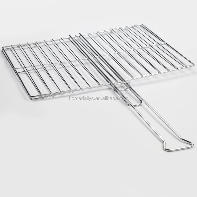 grill rack bbq clip folder grill single fish meat hinged basket